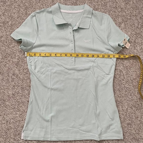 NWT Talbots Polo Shirt  Mint Green Golf Dragonfly Logo Cap Sleeve  Size S - Picture 6 of 8
